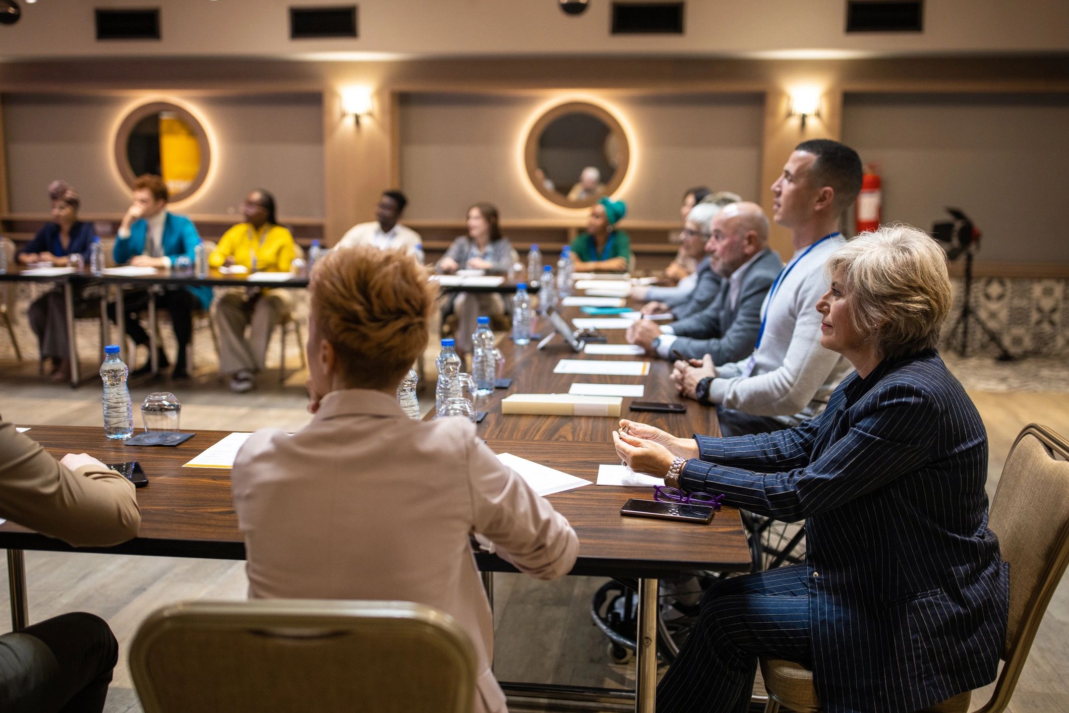 Audience listening during a civic presentation